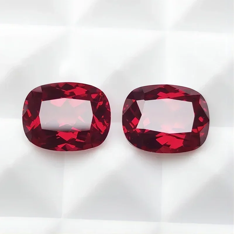 Lab Grown Ruby Pigeon Blood Red Rectangular Cushion Shape Charm Beads for Diy Jewelry Bracelet Making Selectable AGL Certificate