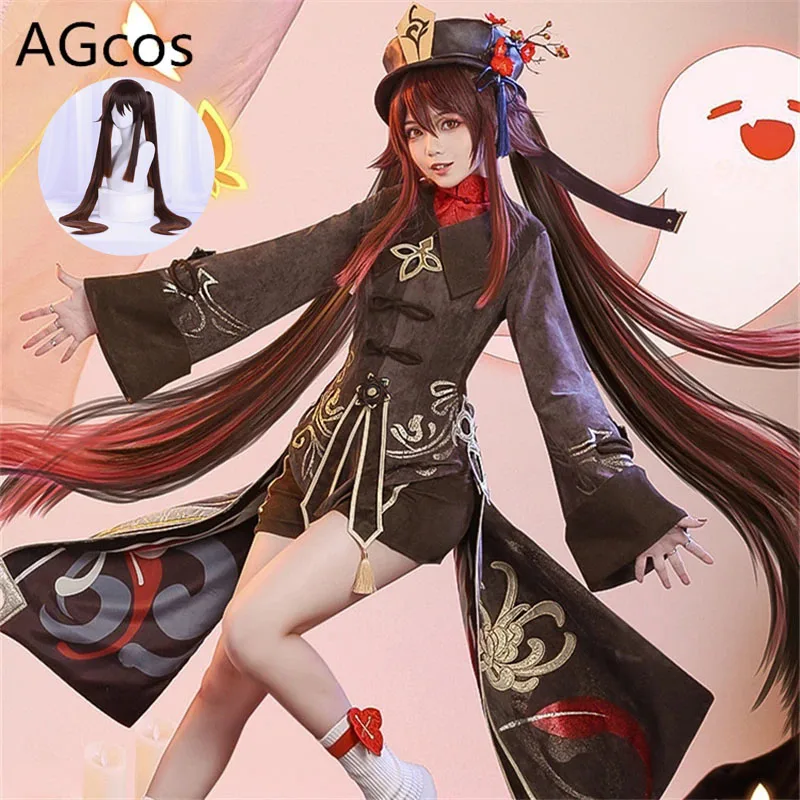 AGCOS Hu Tao Cosplay Genshin Impact Cosplay Outfits Female Dress Hu Tao Christmas Sets Costumes