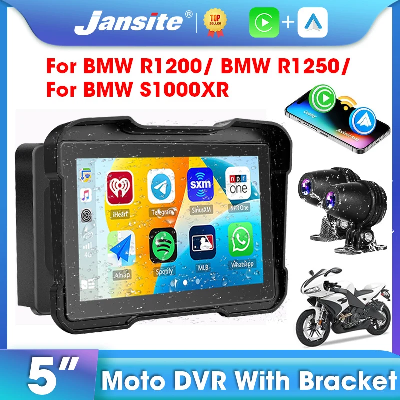 Jansite Motorcycle DVR For BMW Original Bracket Style For BMW R1200/R1250/S1000X Registrar Carplay Android auto Moto Cam Dashcam