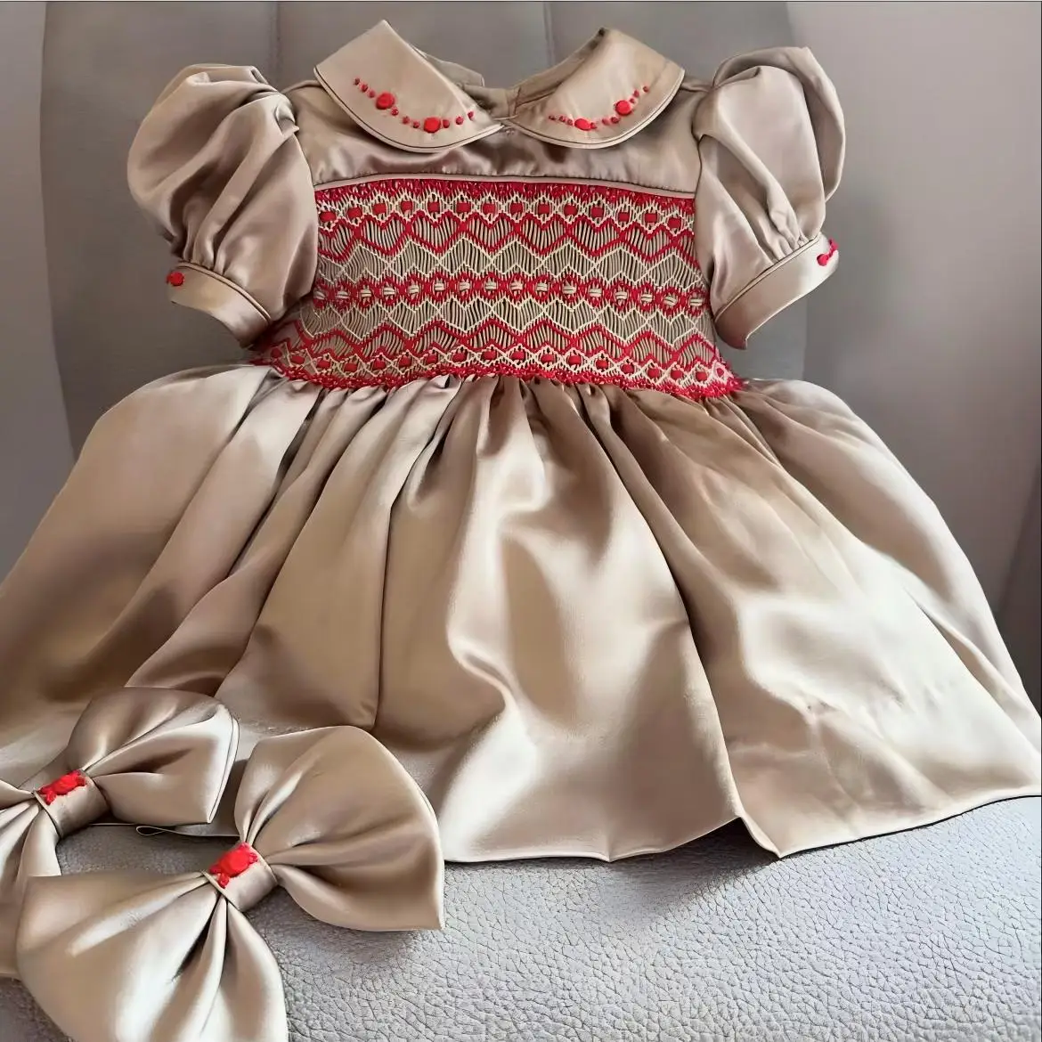 

0-12Y Baby Girl Summer/ Autumn/Winter Embroidery Vintage Princess Dress for Birthday Photography Holiday Eid A242