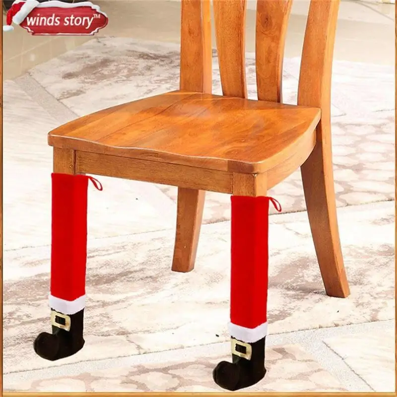 Christmas Table And Chair Leg Covers Festive Furniture Foot Sleeves Holiday Home Party Decoration Supplies Chair Coveror
