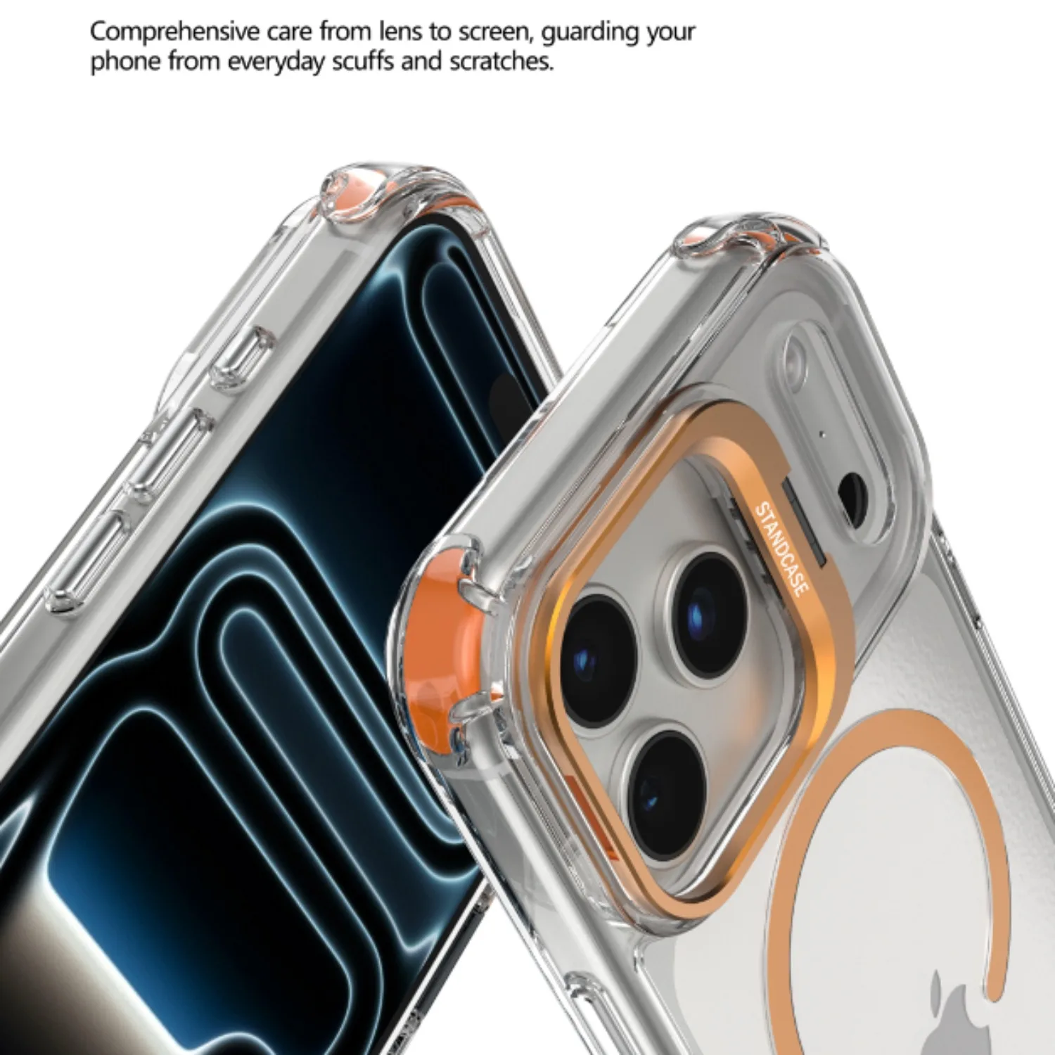 Luxury Magnetic Clear Magsafe Phone Case For iPhone 17 Pro Max 17Air 17Pro Glass Lens Protector Stand Anti-Drop Bumper Cover