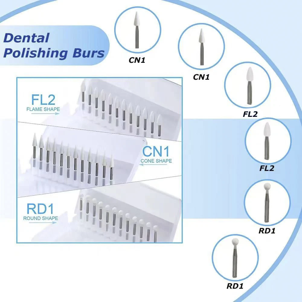 

Flame Shaped White Stone Polishing FG Burs 1.6mm for High Speed Handpiece Dentist Tools Oral Care Equipment Dental Accessories