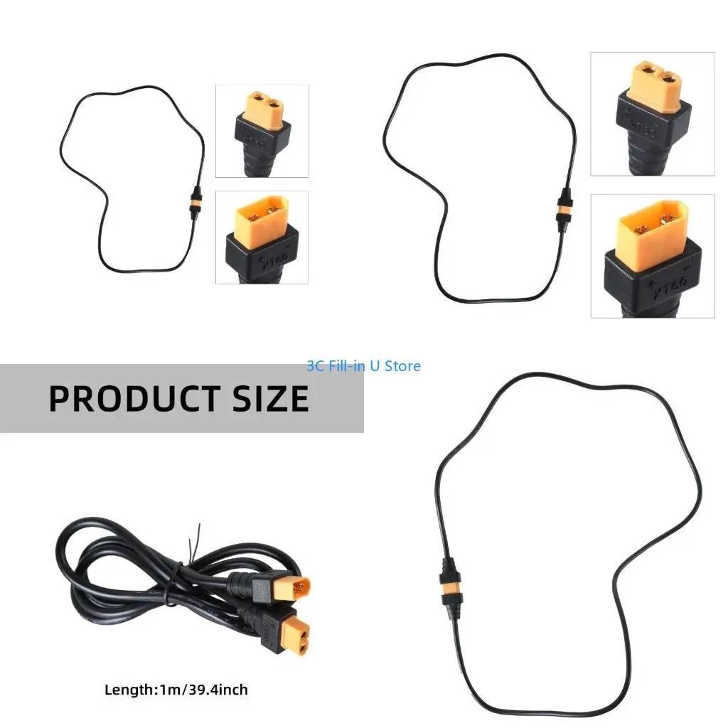 G8TA Male to Female Connector 3FT XT60 Male to Female Extension Cable 18AWG Tinned Brass Wire for Model & Solar Use