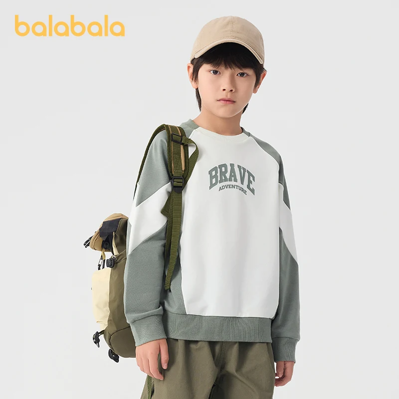 

Толстовка с длинными рукавами Balabala для мальчиков, весна-осень 202, модный пуловер с круглым вырезом для многослойной и повседневной носки