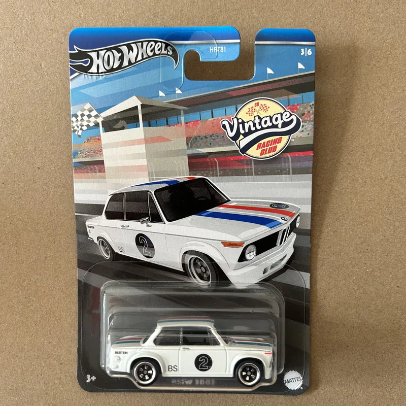 Genuíno rodas quentes 1/64 vintage clube de corrida carro metal 1/64 branco bmw 2002 brinquedos para meninos automóvel coletor modelos coleção