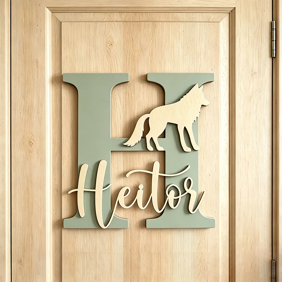 1pc double-layer customized wooden name tag decoration, children's room decoration, wall decoration, door decoration