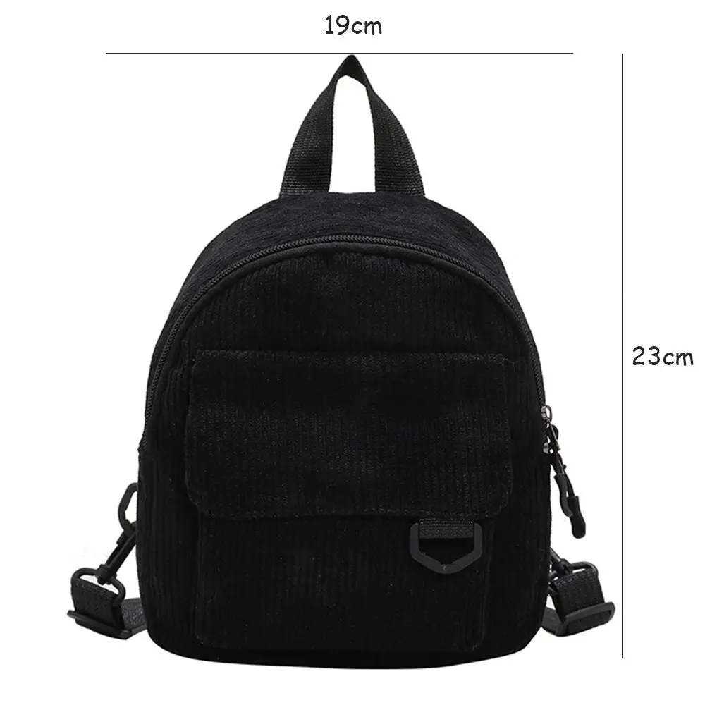 Solid Color Corduroy Traveling Handbags Backpacks Student Bookbags Women Mini Backpack