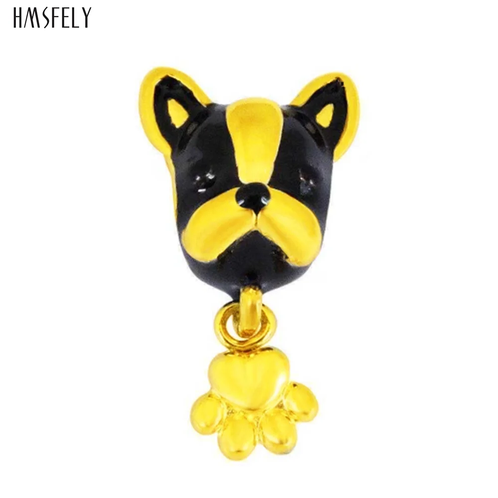 HMSFELY Dog Head foot Beads For Charm Women Bracelet Jewelry Making Accessories Bead 316l Stainless Steel Beads