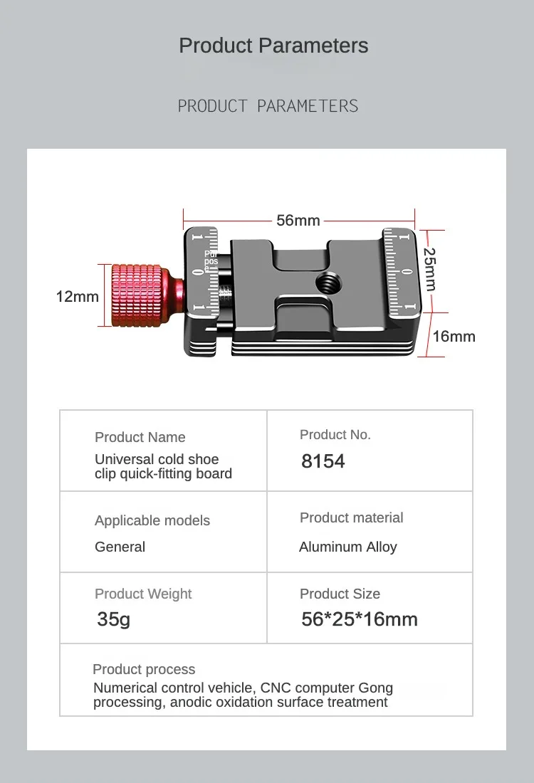 Schnellwechselplatte mit Cold Shoe 1/4 Zoll Gimbal und L-Platte 50g/100g Gegengewichtsklemme für DJI Ronin SC Stabilisator für Arca – Detail 9