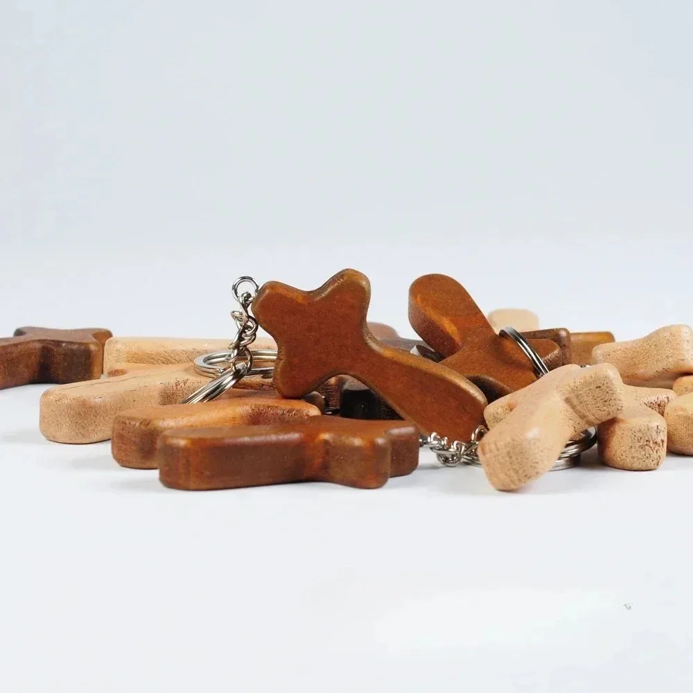 Personalisierter Holz-Schlüsselanhänger mit Eigenem Logo und Namen, Kreuz-Design, Taschenanhänger, Schlüsselring für Auto und Motorrad, Individuelles Dekorationsgeschenk – Detail 5