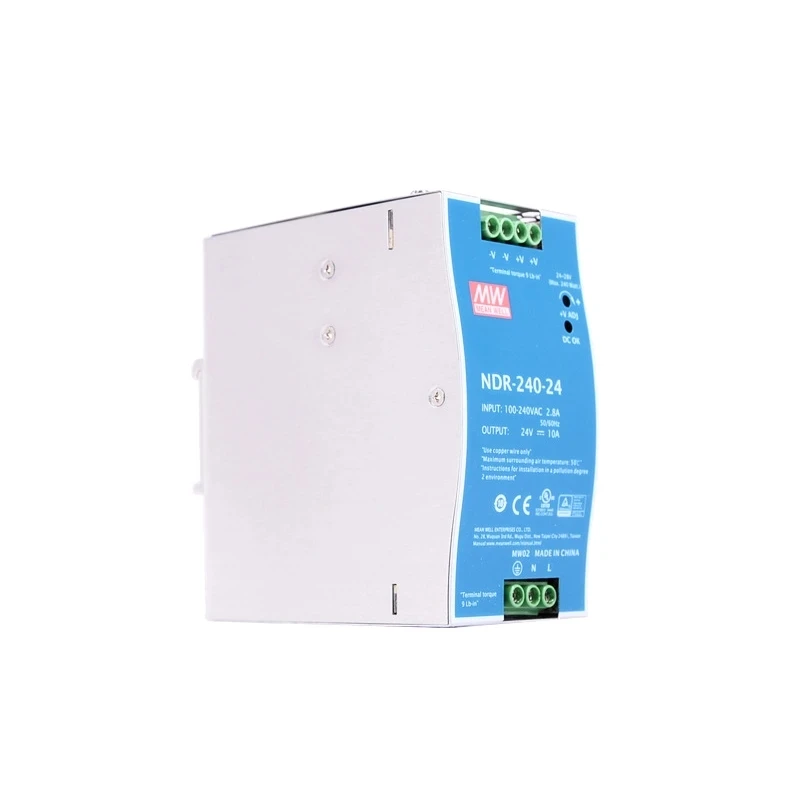 Imagem -03 - Mean Well Industrial Din Rail Montado 240w Slim Saída Única Fonte de Alimentação 24v10a 48v5a Ndr240-24 Ndr-24048