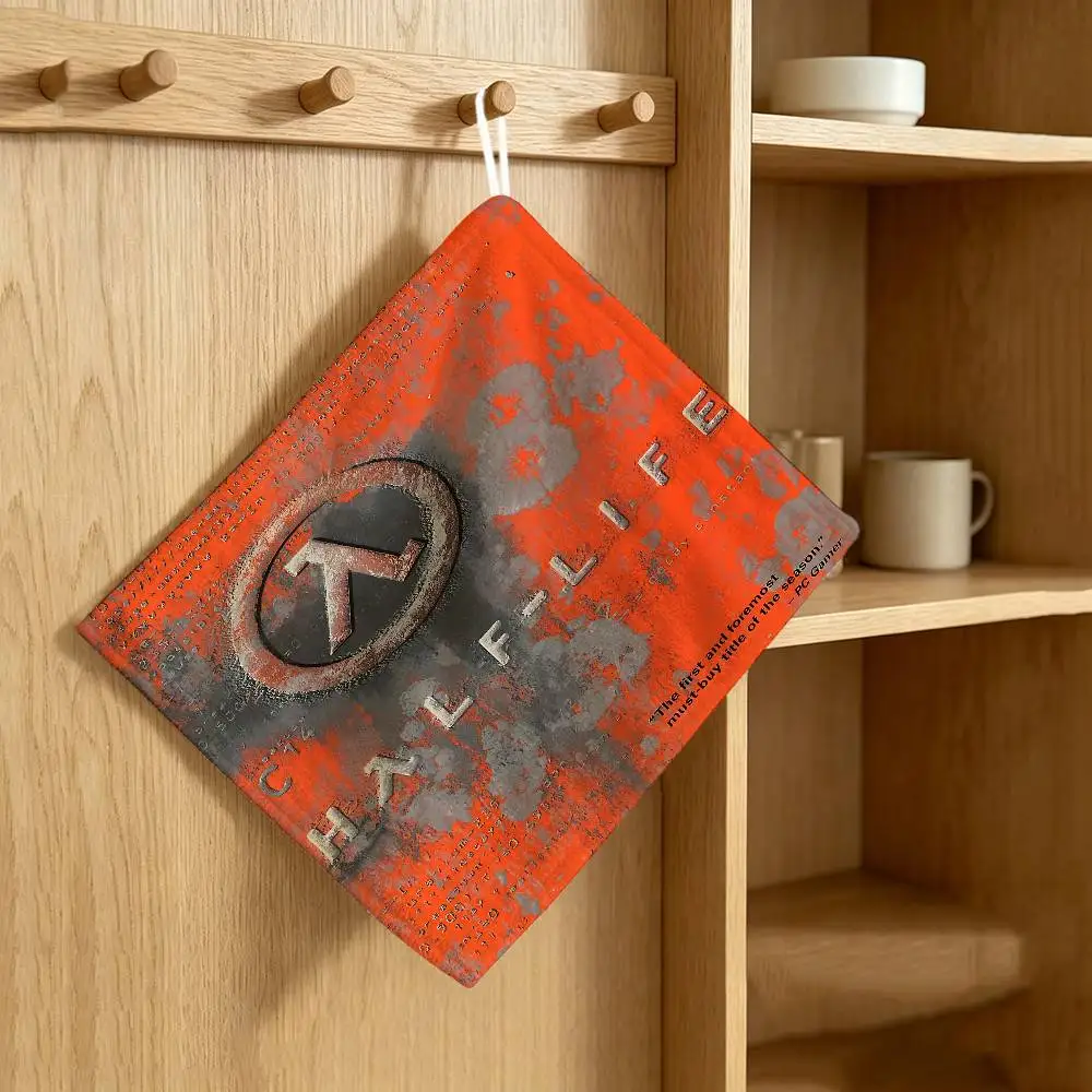 Gamer Half Life Polyester Cotton Hand Wiping Towel with Hanging Loop, Lightweight for Home and Commercial Use