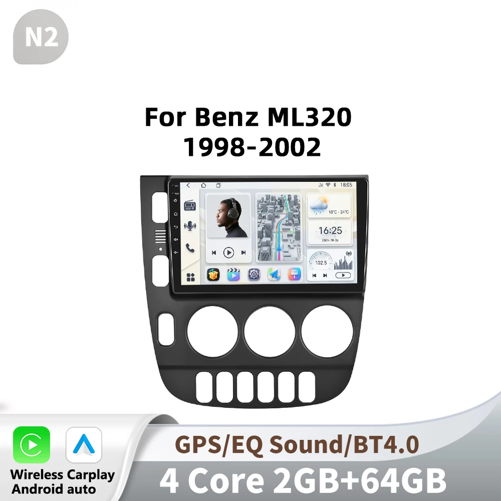 Podoyo Voor Benz ML320 1998-2002 Android Autoradio Multimedia Speler Navigatie GPS Carplay Auto Stereo Intelligente Systemen