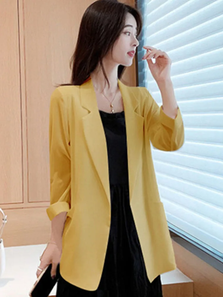 Women\'s Blazer Long Sleeves Vintage Temperament Solid Color Elegant Street All-match Outerwears Chic Tops Clothes New