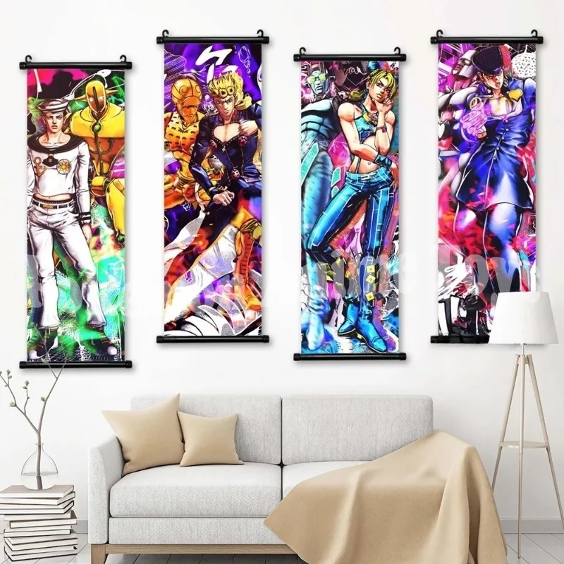 Arte de pared JoJo's Bizarre Adventure, pintura colgante en rollo, Kujo Jotaro, póster en lienzo, imagen impresa, regalo, decoración del hogar, habitación de niños