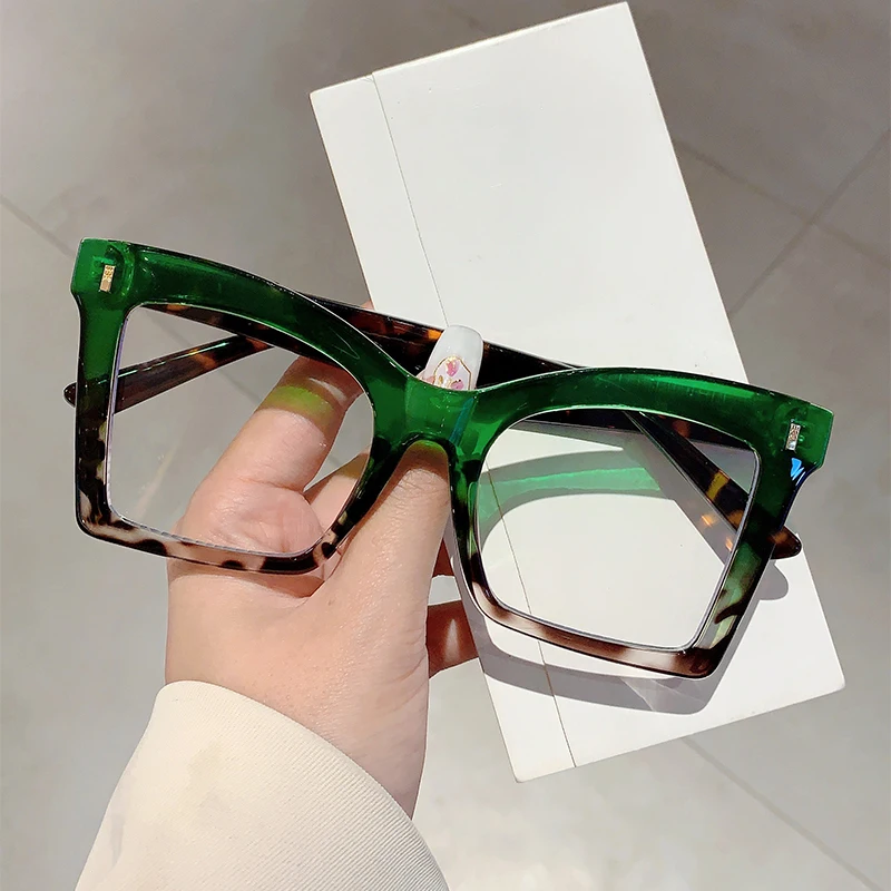 KAMMPT Vintage Square Glasses Frames Women Stylish Oversized Non-prescription Eyeglasses 2024 Ins Trendy Brand Design Eyewear