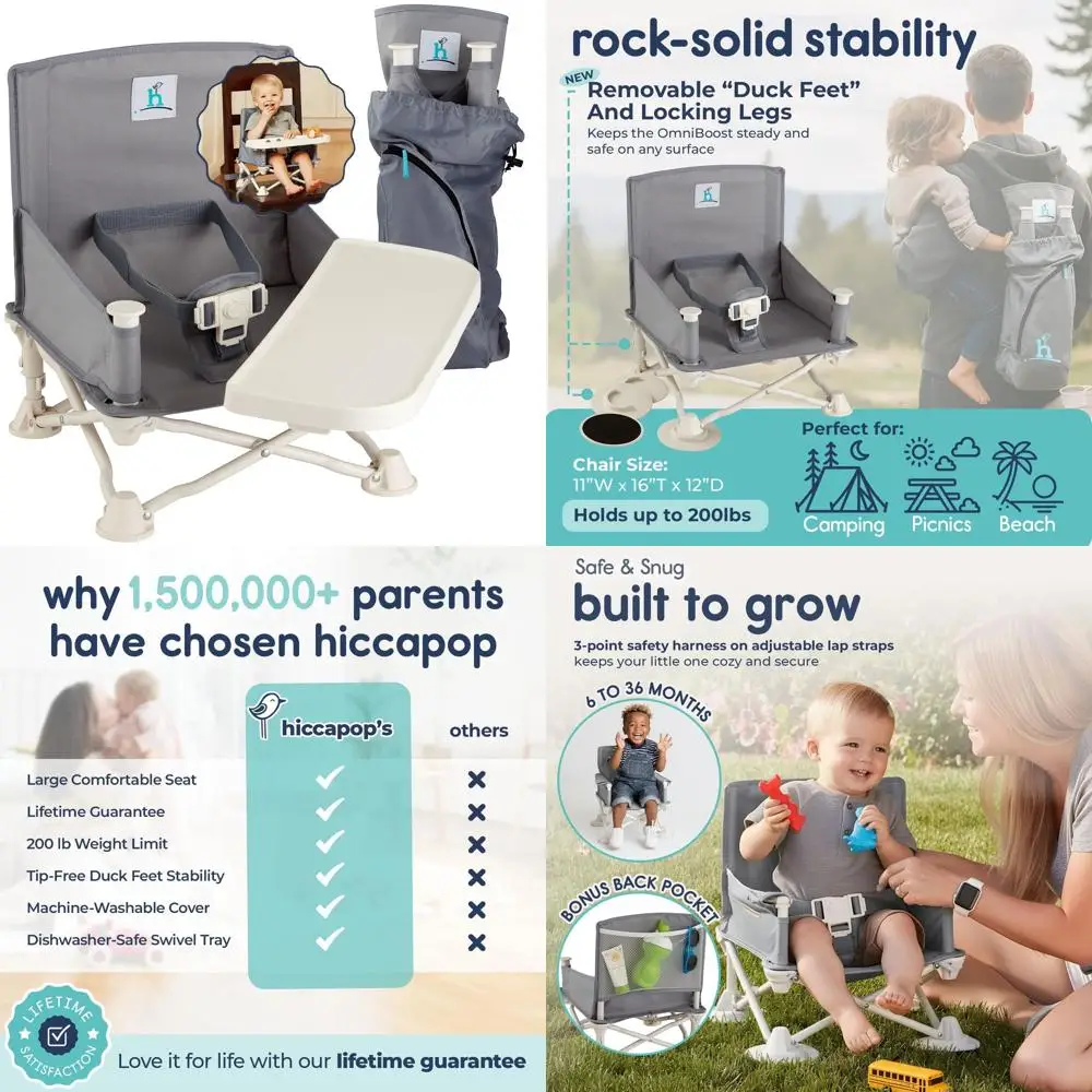 

Портативный складной столик для путешествий, использования с детьми, для обедов, кемпинга и пляжа с регулируемыми ремнями для крепления к стульям