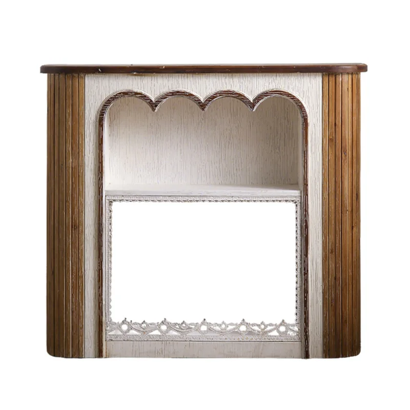 

Old living room furniture retro homestay fireplace rack wedding photography background wall decoration foyer rack