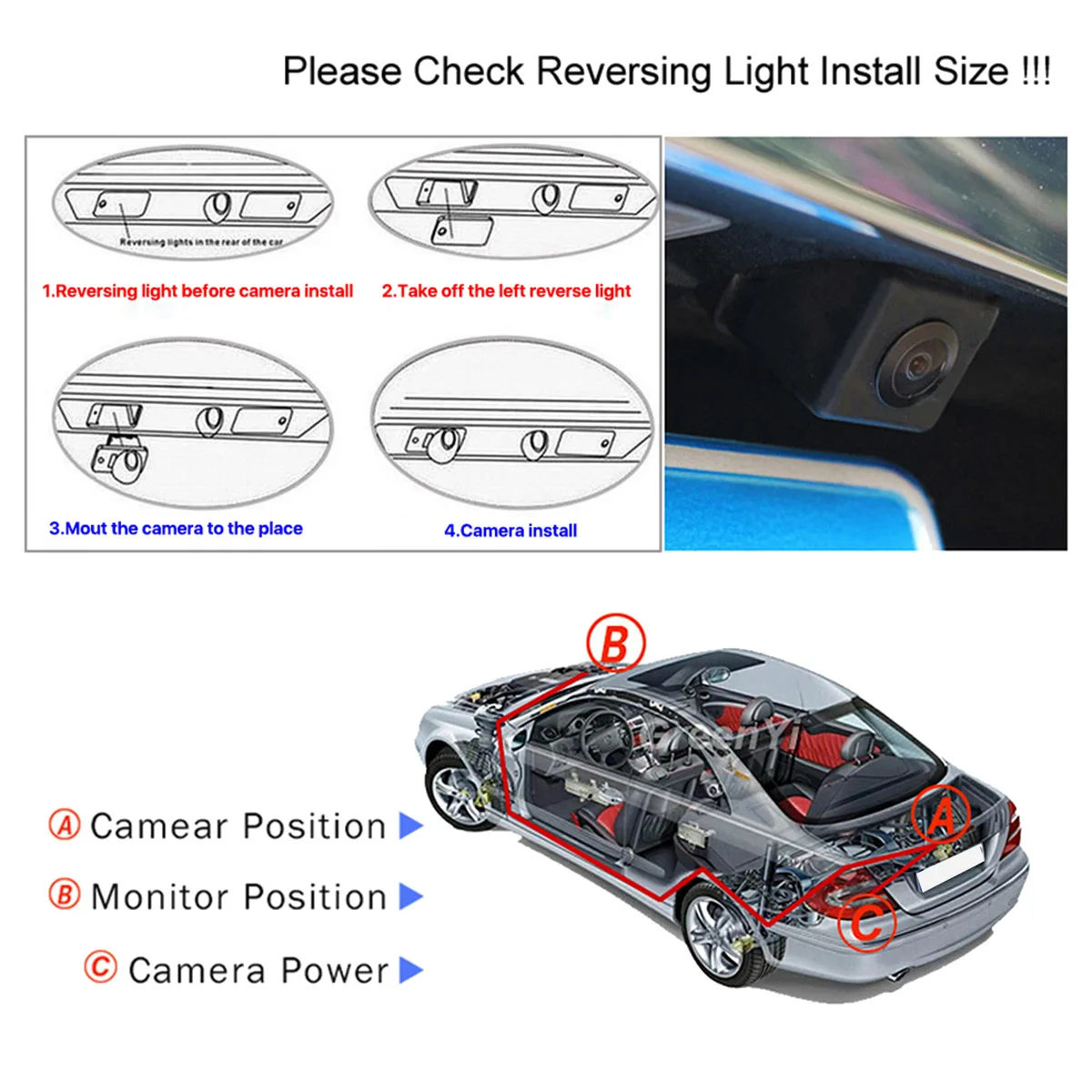 Caméra de recul dynamique avec ligne de stationnement de s'agisse pour Toyota Camry, barrage de vue arrière de voiture