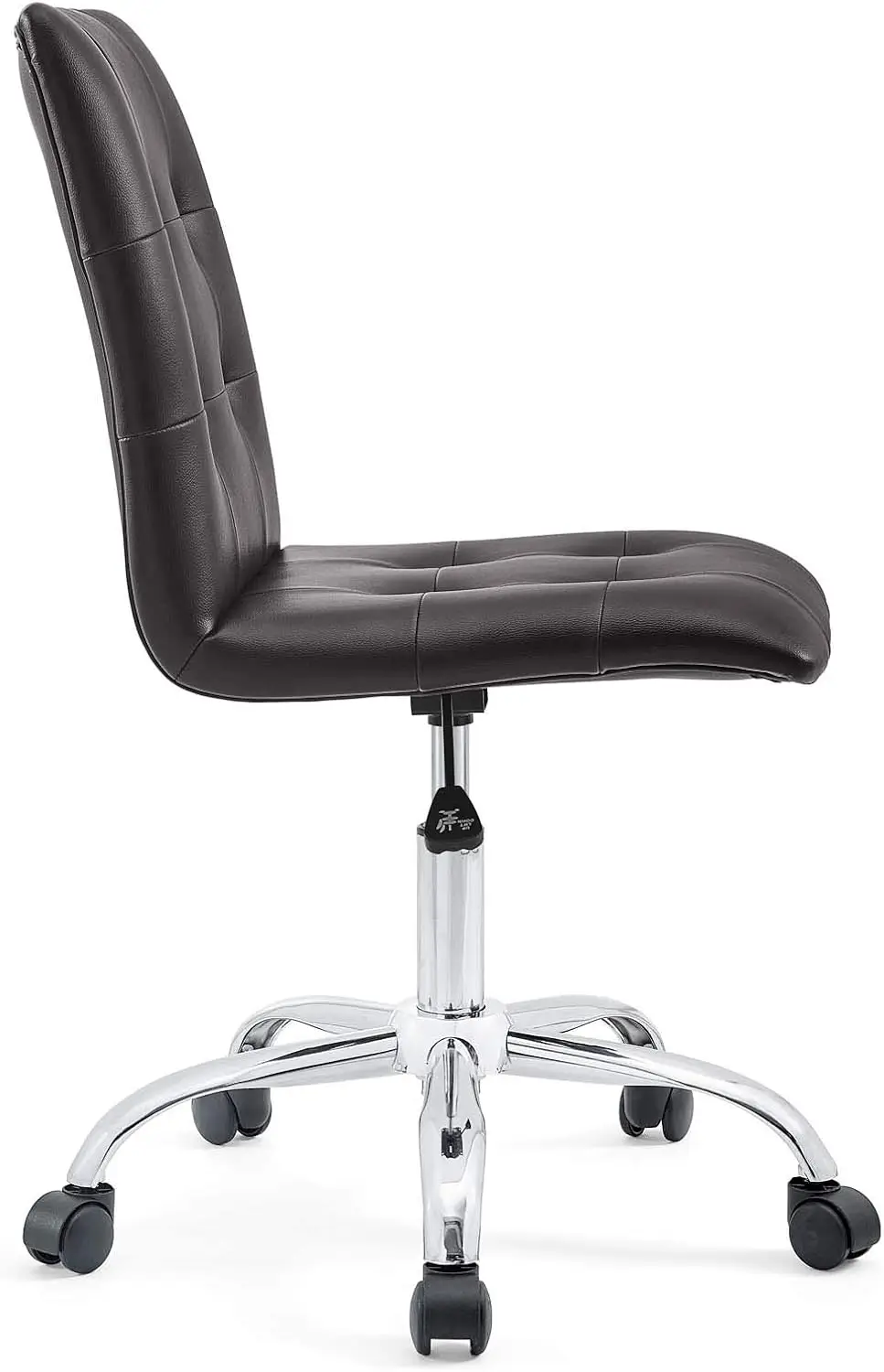 Prim Ribbed Armless Mid Back Swivel Conference Office Chair In Brown