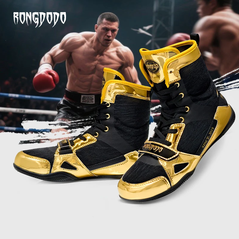 

Sanda Combat Boxing Shoes Unisex Wrestling Shoes High Top Ankle Protection Rubber Soled Boots Combat Shoes Martial Arts Sneakers