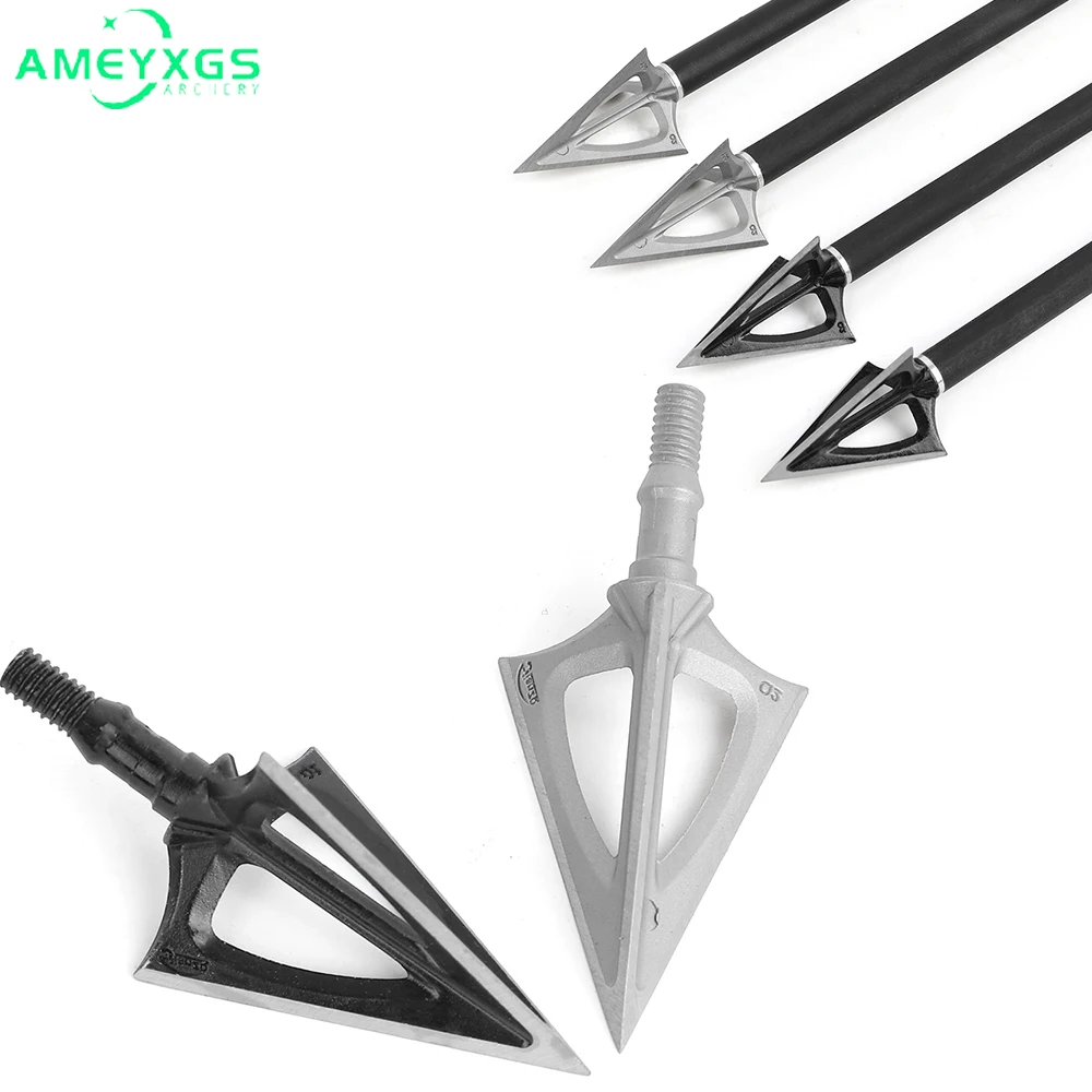 

Q2 Archery 6pcs 102gr Arrowhead HRC45-48 Stainless Steel 420 Teflon Baking Paint Broadhead DIY Shaft for Bow Hunting Shooting