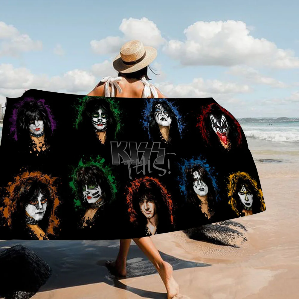 Retro-KISS Rock Band Towel Microfiber Beach Towel Absorbent Quick dry Soft Yoga Swimming Resort Mountain Climbing Towel