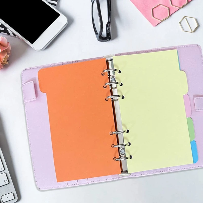 30Pcs 6 Ring Binder Dividers With 4 Tabs Paper Divider Category Page Indexing Cards Loose Leaf Binders