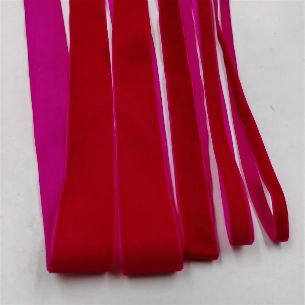 6-25mm 5-300yards Rose red Single Face Velvet Ribbon Party Decoration Handmade Gift Wrapping Hair Bowknot DIY Christmas