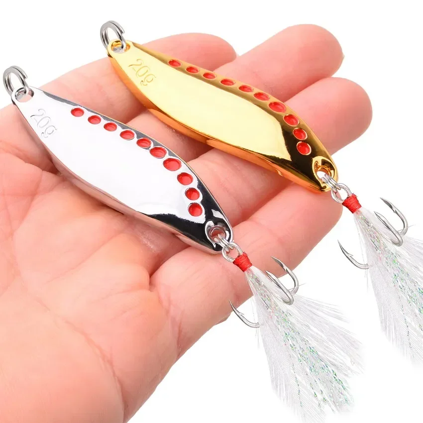 1PCS Spoon Spinner Metal Leech Fishing Lure Hard Baits Sequin Wobbler for Pike Trout Bass Catfish Fishing Tackle with Hook