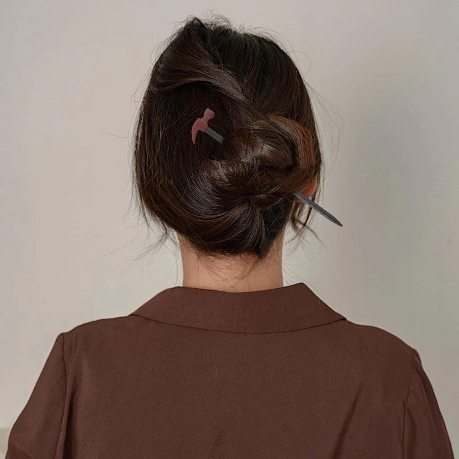 

Creative Hammer Wooden Hair Stick Handmade Chinese Hairpin for Women's Updo Chignon Elegant Carved Ebony Hairpin