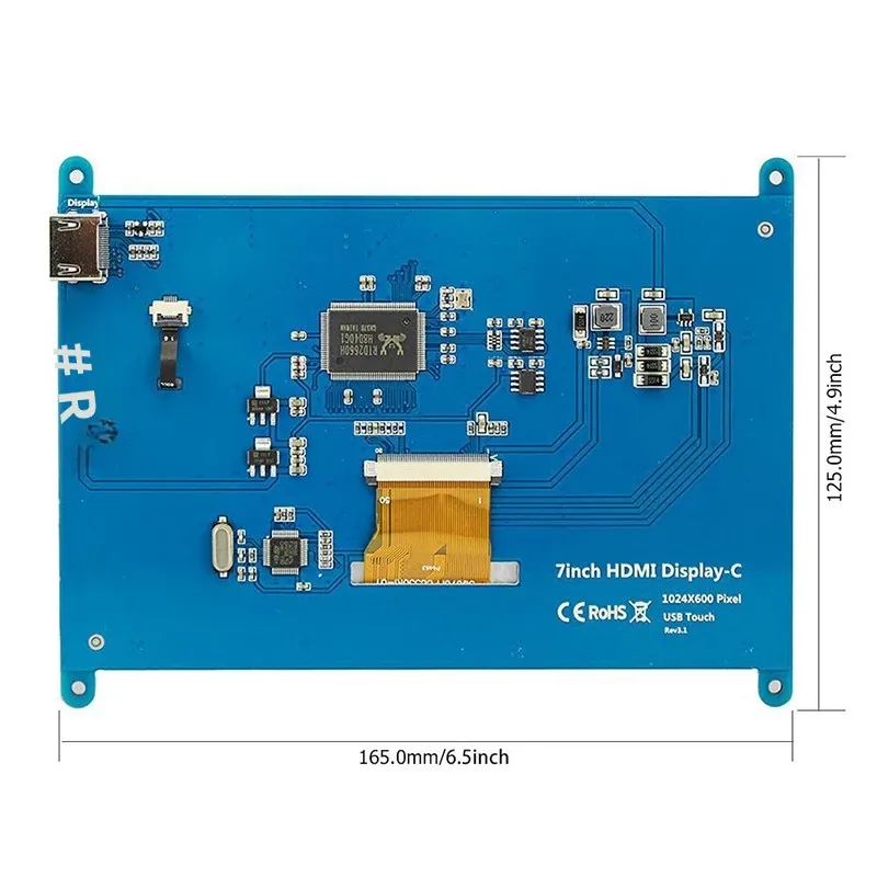7,0 Zoll 1024 x 600 IPS kapazitives Touchscreen-LCD-Display 7 Zoll TN PC Sekundärmonitor für Spielekonsole/Raspberry Pi 5 4 3