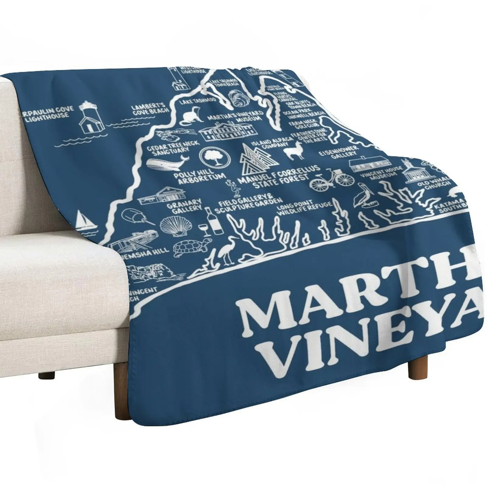 Martha's Vineyard Map Throw Blanket Decorative Sofas Bed Fashionable halloween Soft Designers Hair Blankets