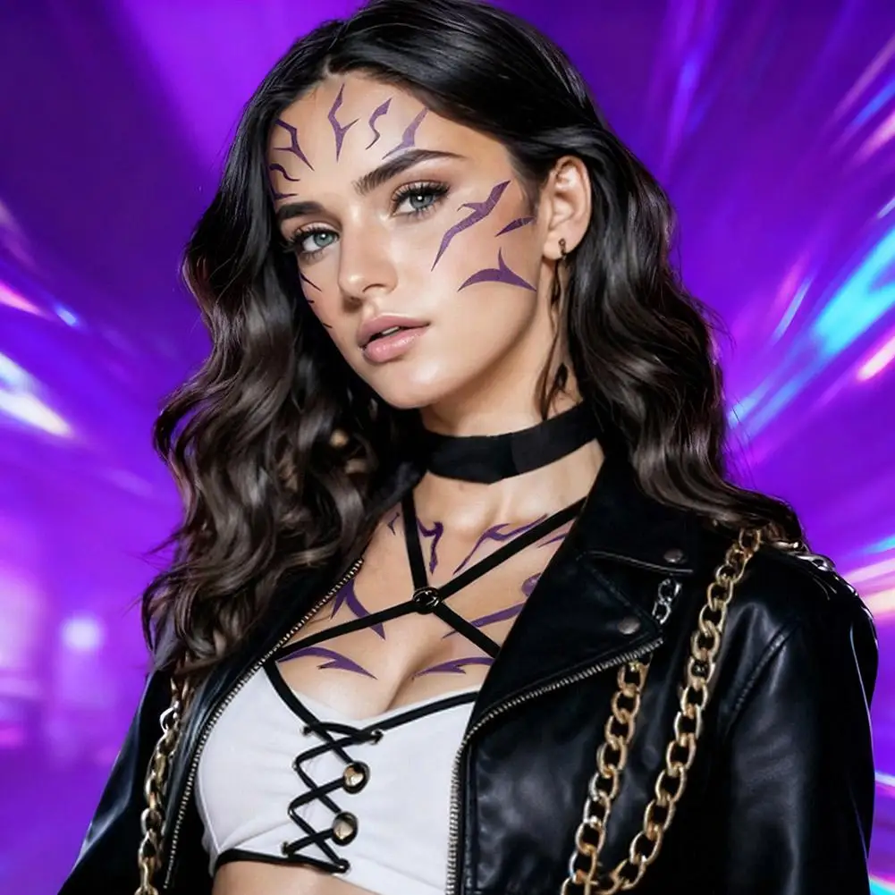 KPop Demon Hunters Rumi Kang tatuaje temporal pegatina, arte corporal falso para Halloween Cosplay fiesta carnaval disfraz Accesorios