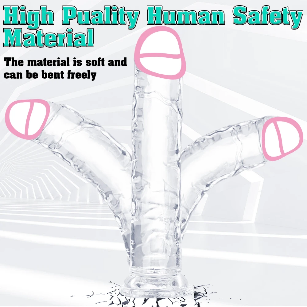 Transparent Big Dick 6 Sizes Realistic Jelly Dildo Soft Vaginal Masturbators Women Gay Penis Anal Sex Toys Suction Cup view 3