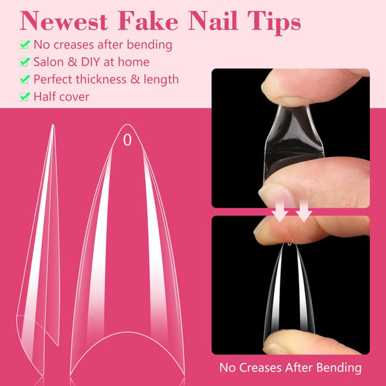 120PCS Short Nail Tips,Short Soft Gel Stiletto Nail Tips Half Cover False Nail Almond Artificial False Nail For DIY Nail Salon