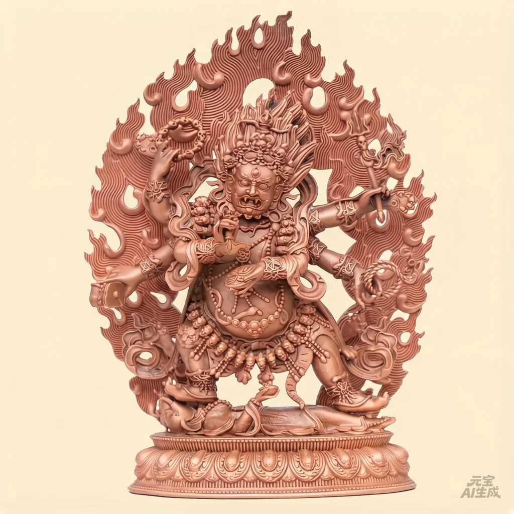 free shipping Nepal Tibet Red copper Carving Mahakala handmade buddha statue God of wealth sculpture