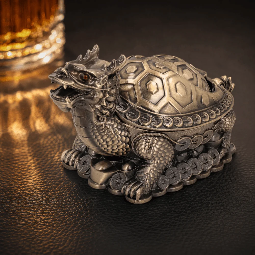 Ashtrays Zinc Alloy Windproof Ashtray Colorfast Bronze Metal Ashtray Ashtray With Lid For Family