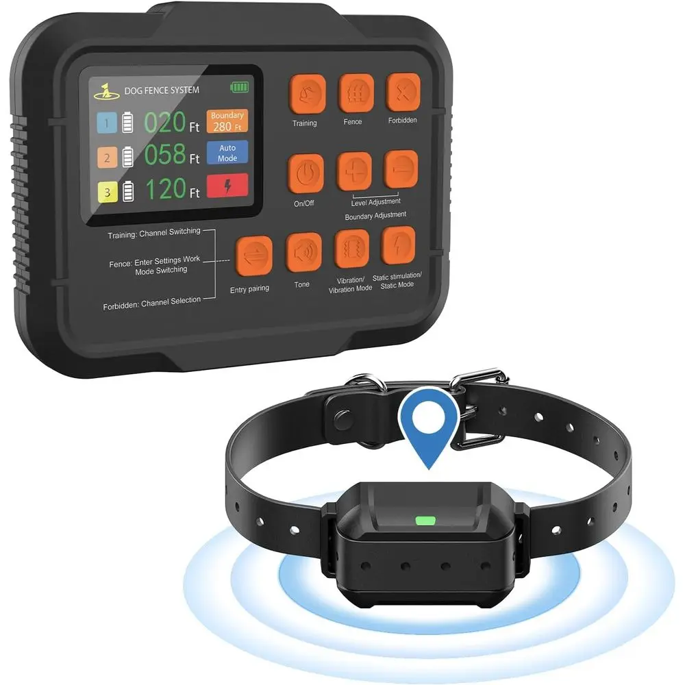 

3-in-1 Precision Dog Training System: Waterproof Collar, Outdoor Electric Fence, Indoor Barrier & Remote Control for Dogs Over 1