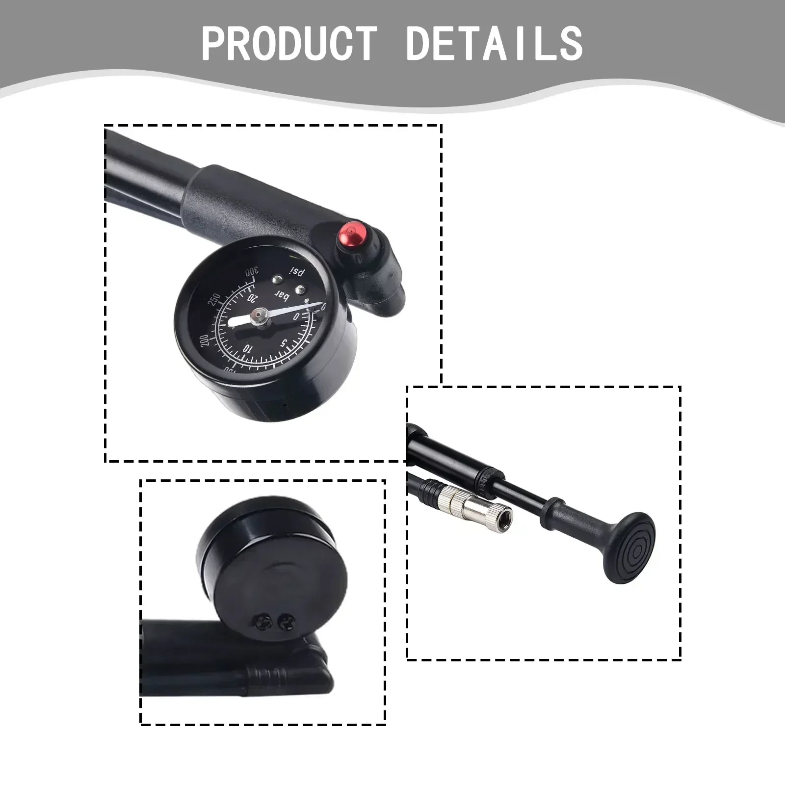 1pc Bicycle Shock Absorber High Pressure Convenient Inflatable Pumps  Air Pressure Front Fork Pump 300PSI Bicycle Accessories