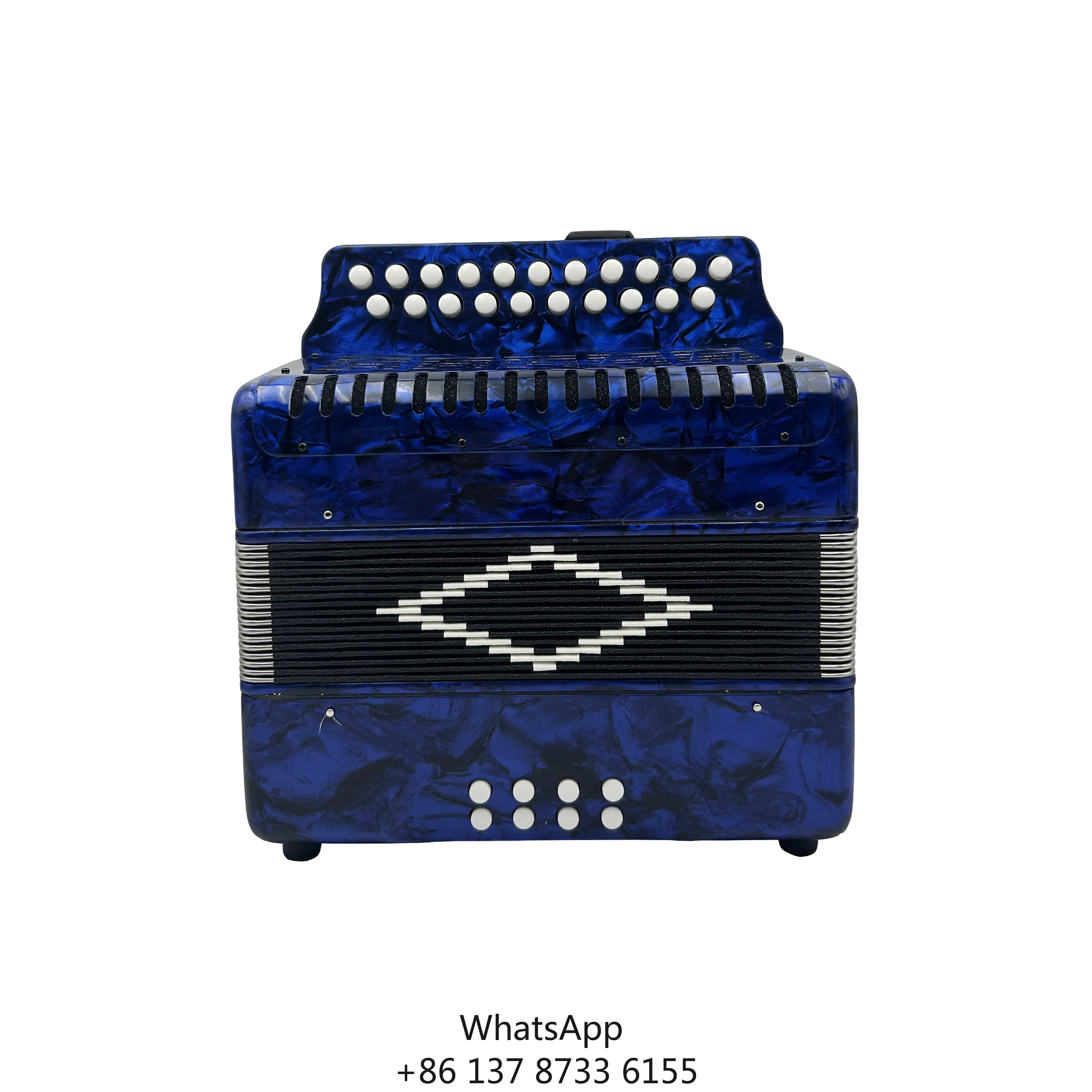 Professional Chromatic 21 Buttons 8 Bass Student Blue Button Accordion Instrument JB2108 High Quality Portable