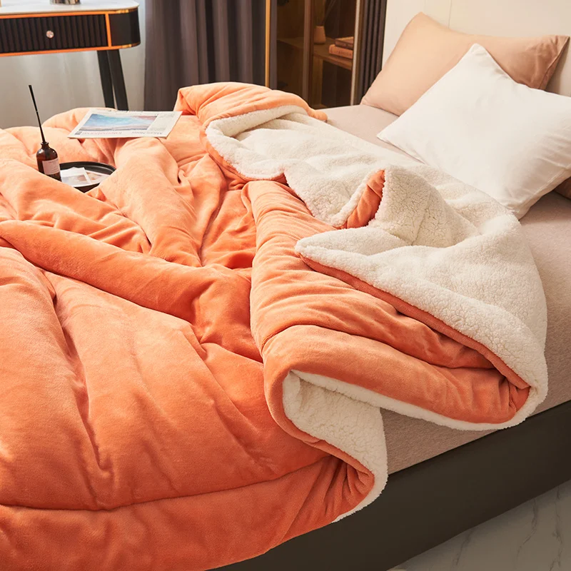 Super Soft Imitation Lambswool Blanket Autumn Winter Double Queen Blankets High Quality Comfortable Milk Fleece Sofa Blanket