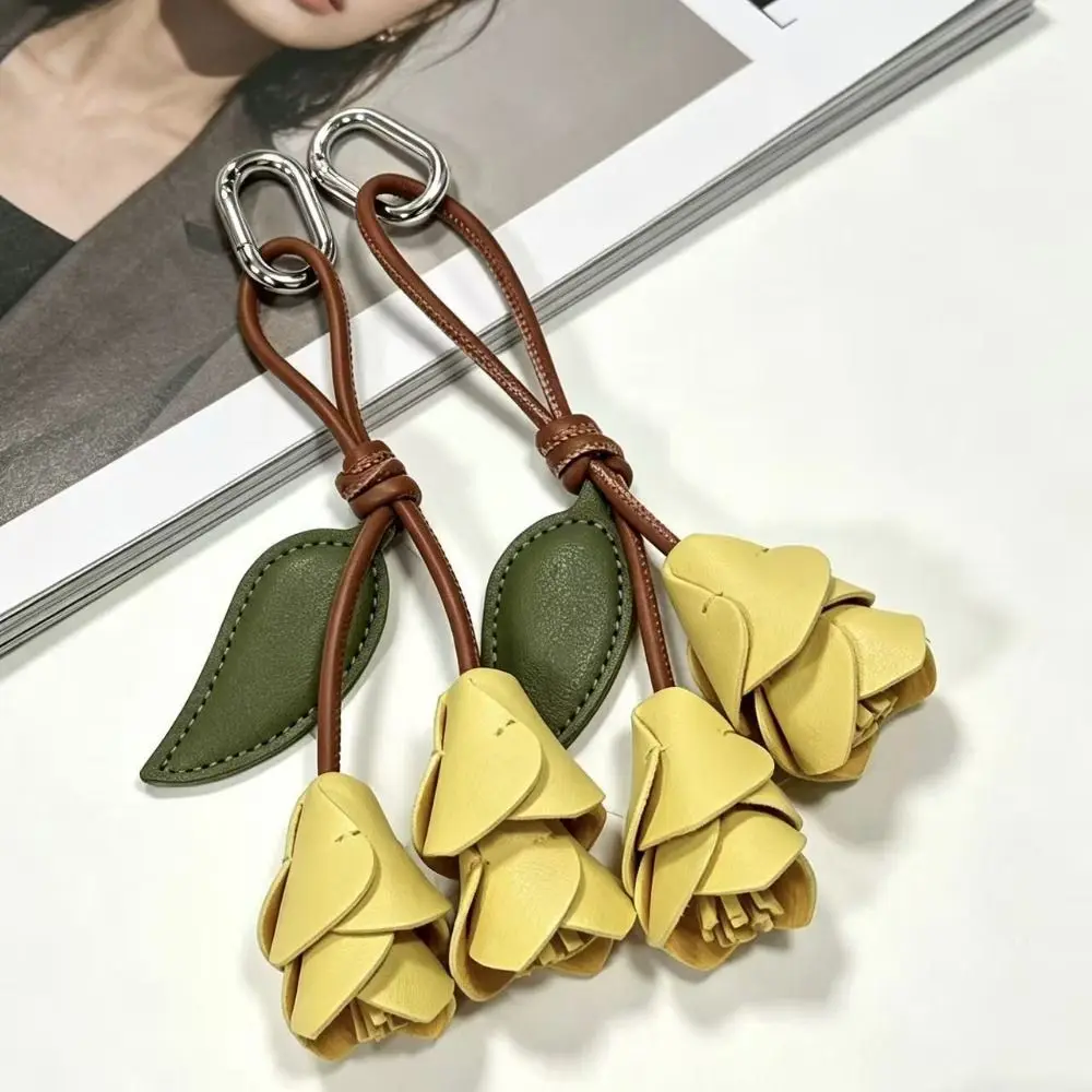 Cute Hanger Pu Leather Tulip Pendant Fashion Creative Bag Charm Colorful Bag Decoration Bag Accessory