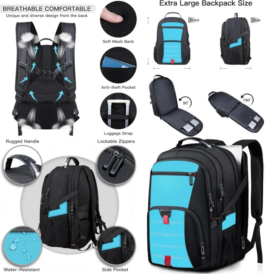 

Large Travel Laptop Backpack, Laptop Backpacks for Men Women, 55L Anti Theft Water Resistant College Bussiness TSA Airline Appr