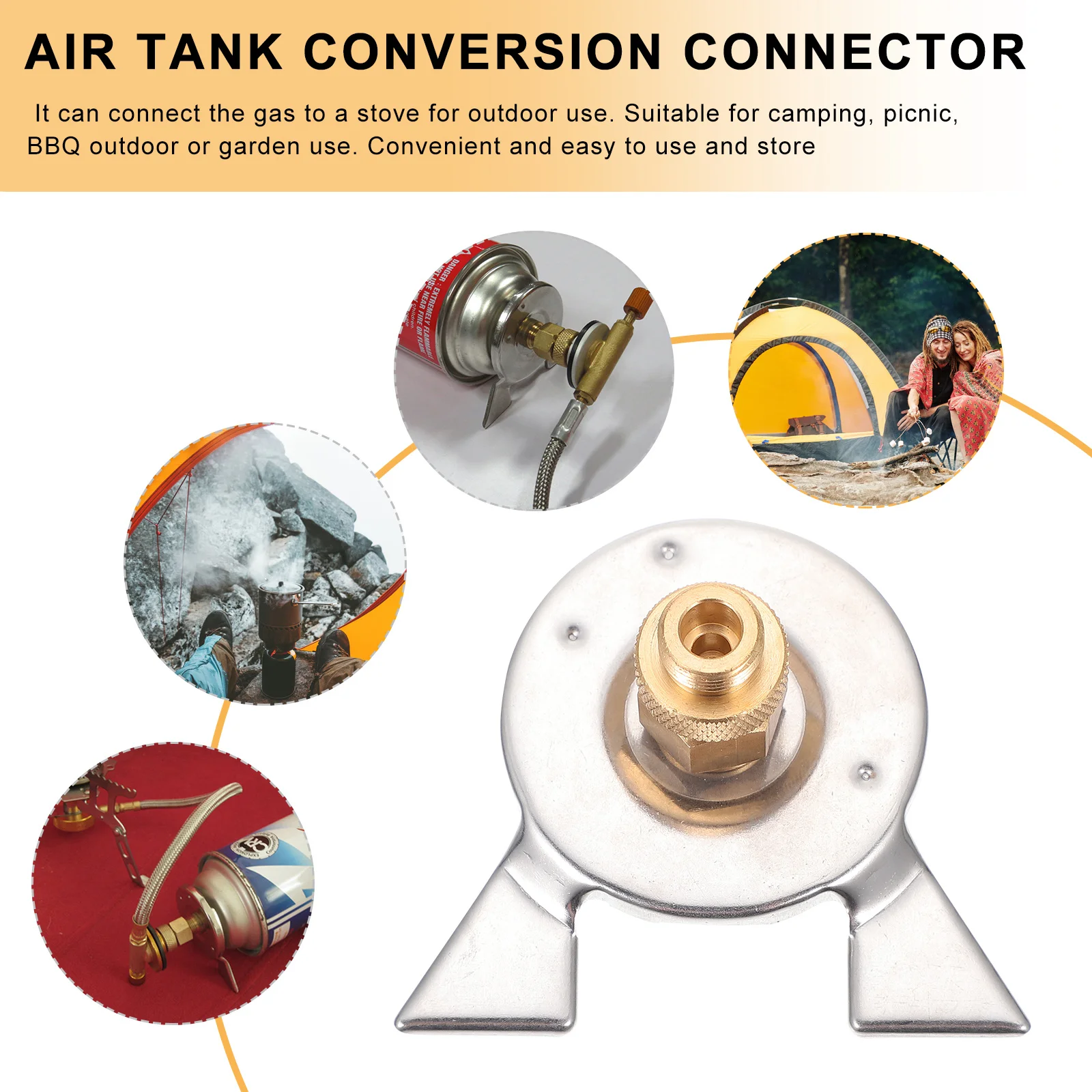 

1Set Propane Tank Adapter High-Quality Copper Alloy Durable Outdoor Camping Stove Converter Gas Tank Connector Bbq Supply