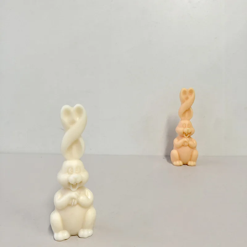 Twist Rabbit Bunny Silicone Mold Gift DIY Character Scented Candle Soap Home Decoration Crystal UV Epoxy Resin Mold Sit Rabbit