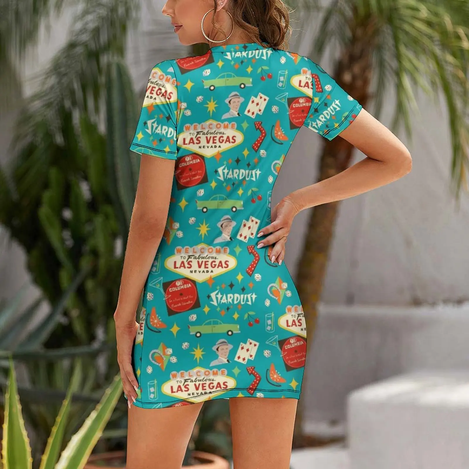 Vintage Las Vegas Short Sleeved Dress Women's summer skirt summer clothes Dress image 2