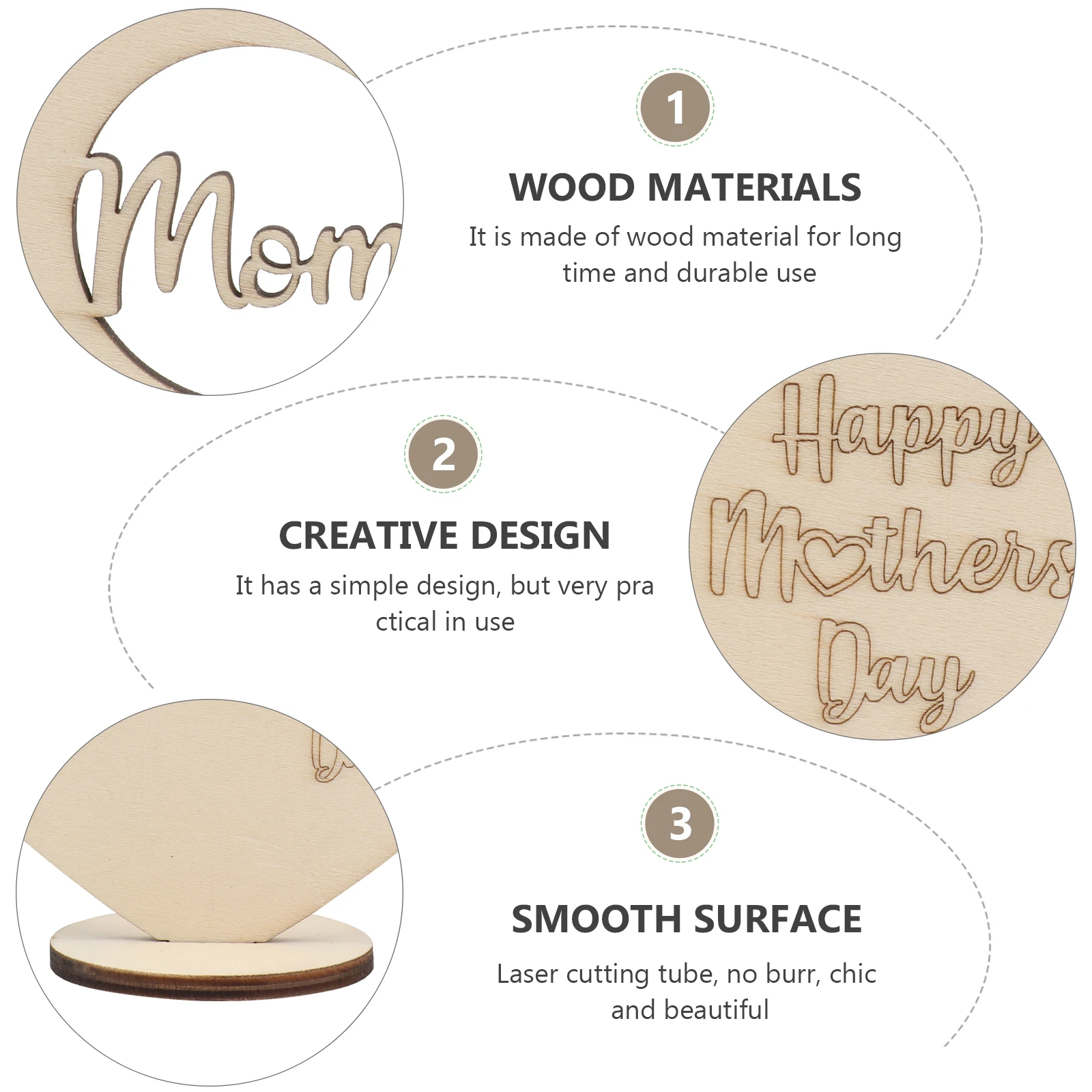 

5pcs Wooden Holder Simple Design Decorative Candleholder Desktop Ornament Tabletop Decoration Desk Home