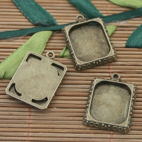 

10pcs Antiqued Bronze Rectangle Picture Frame Cabochon Setting H3160 Beads for Jewelry Making